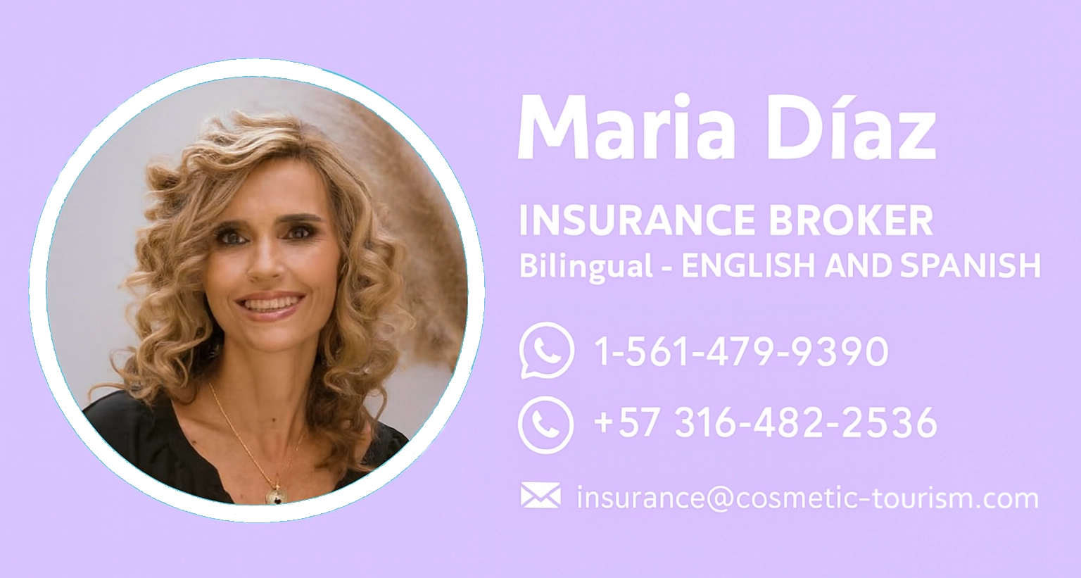 Updated contact card for insurance agent Maria Diaz