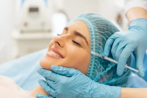 Woman receiving specialized treatment from a plastic surgeon