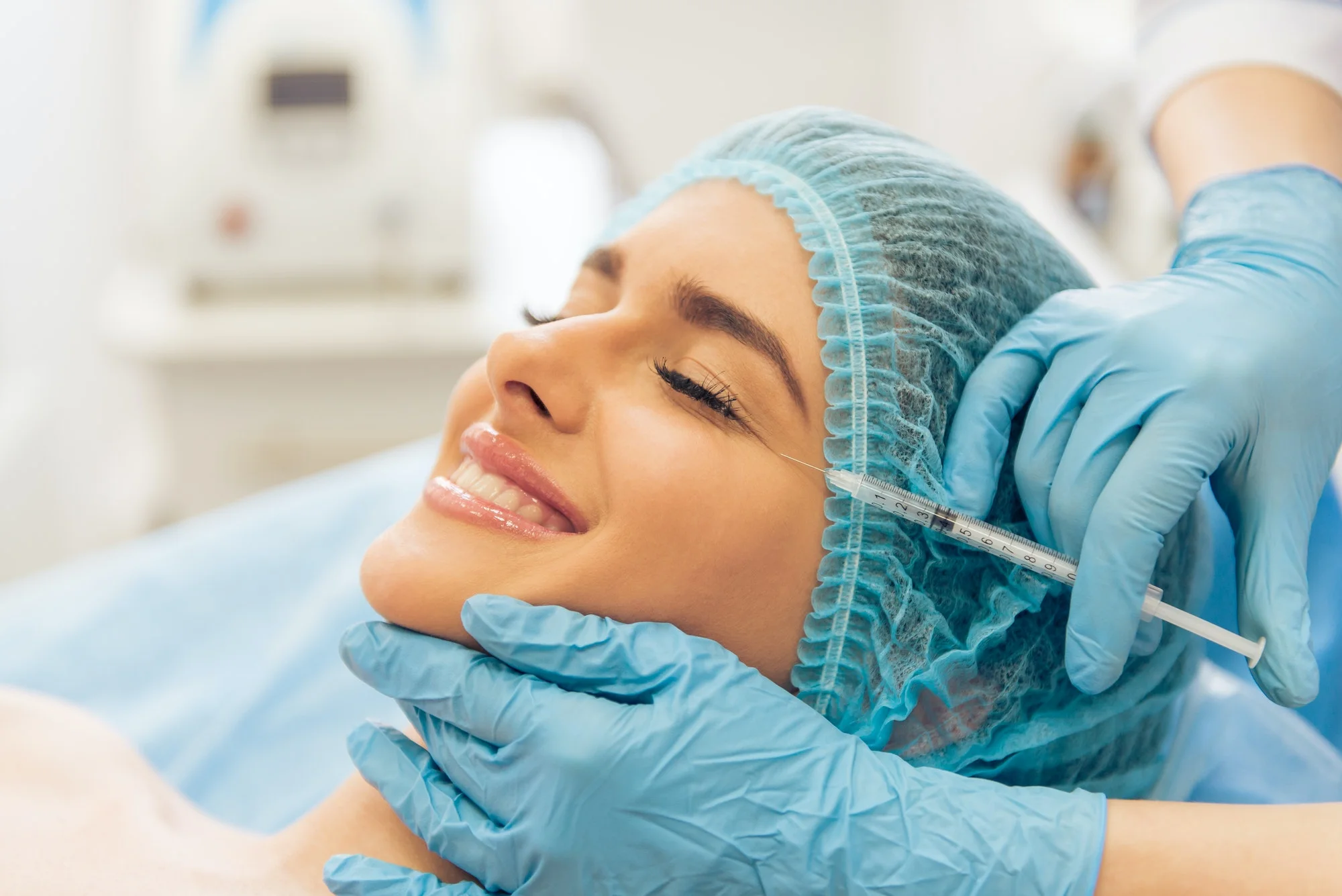 Woman receiving specialized treatment from a plastic surgeon